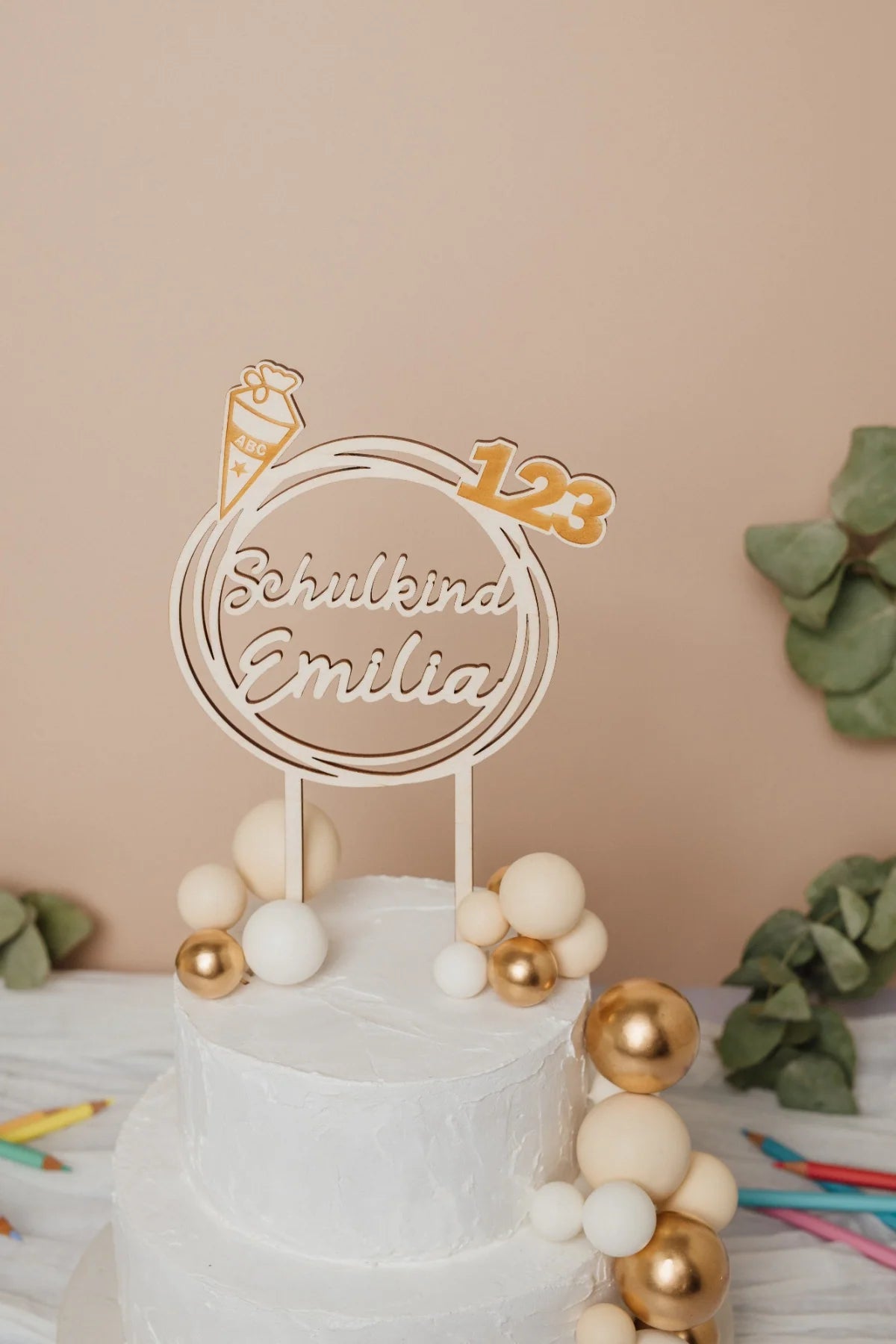 Geschenke und Deko zur Einschulung: personalisierter Caketopper zur Einschulung