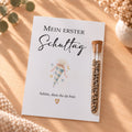 Gastgeschenk zur Einschulung mit Blumensamen: Karte mit Schultüte und Röhrchen