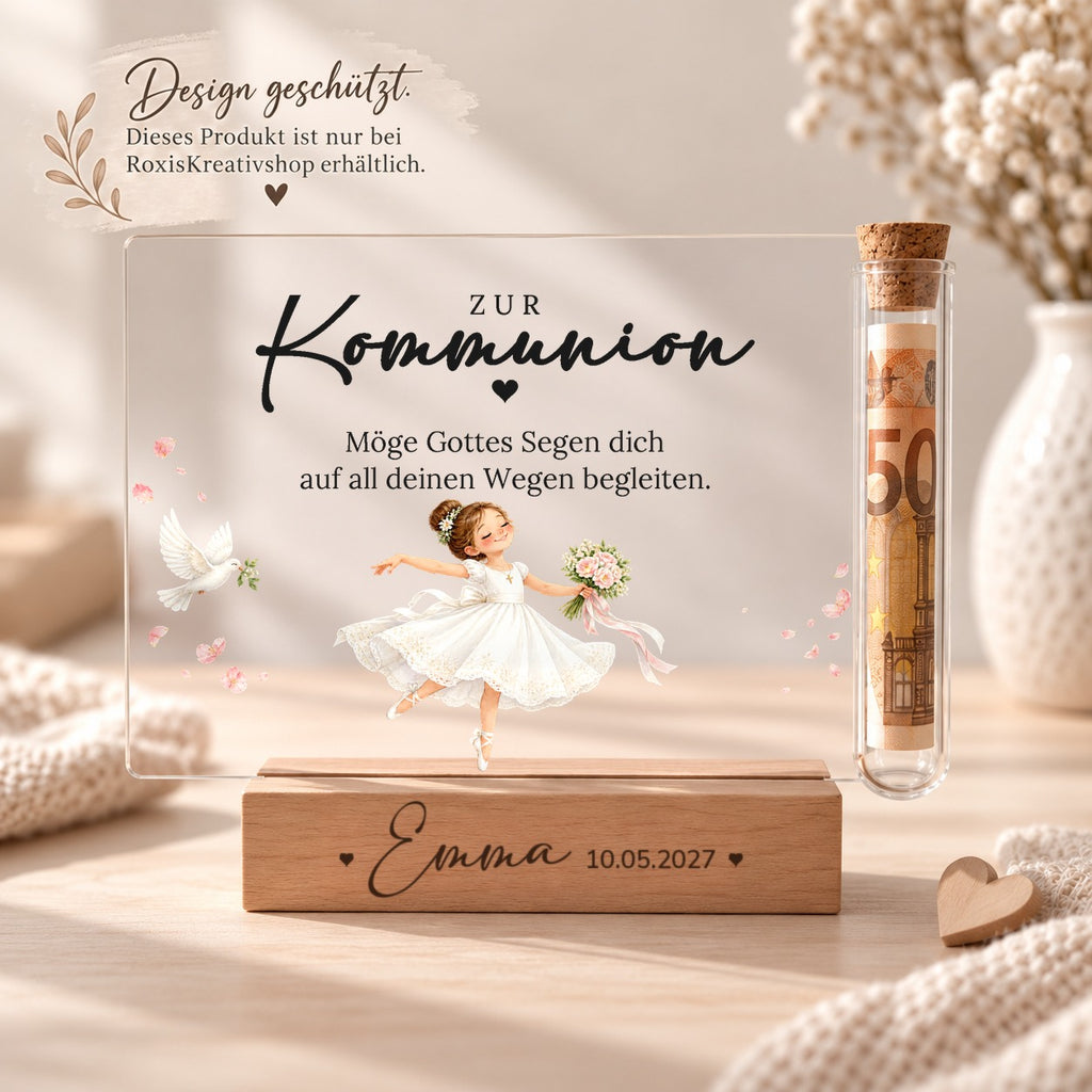 Acryl-Aufsteller zur Kommunion im Ballerina-Design, Design nur bei RoxisKreativShop
