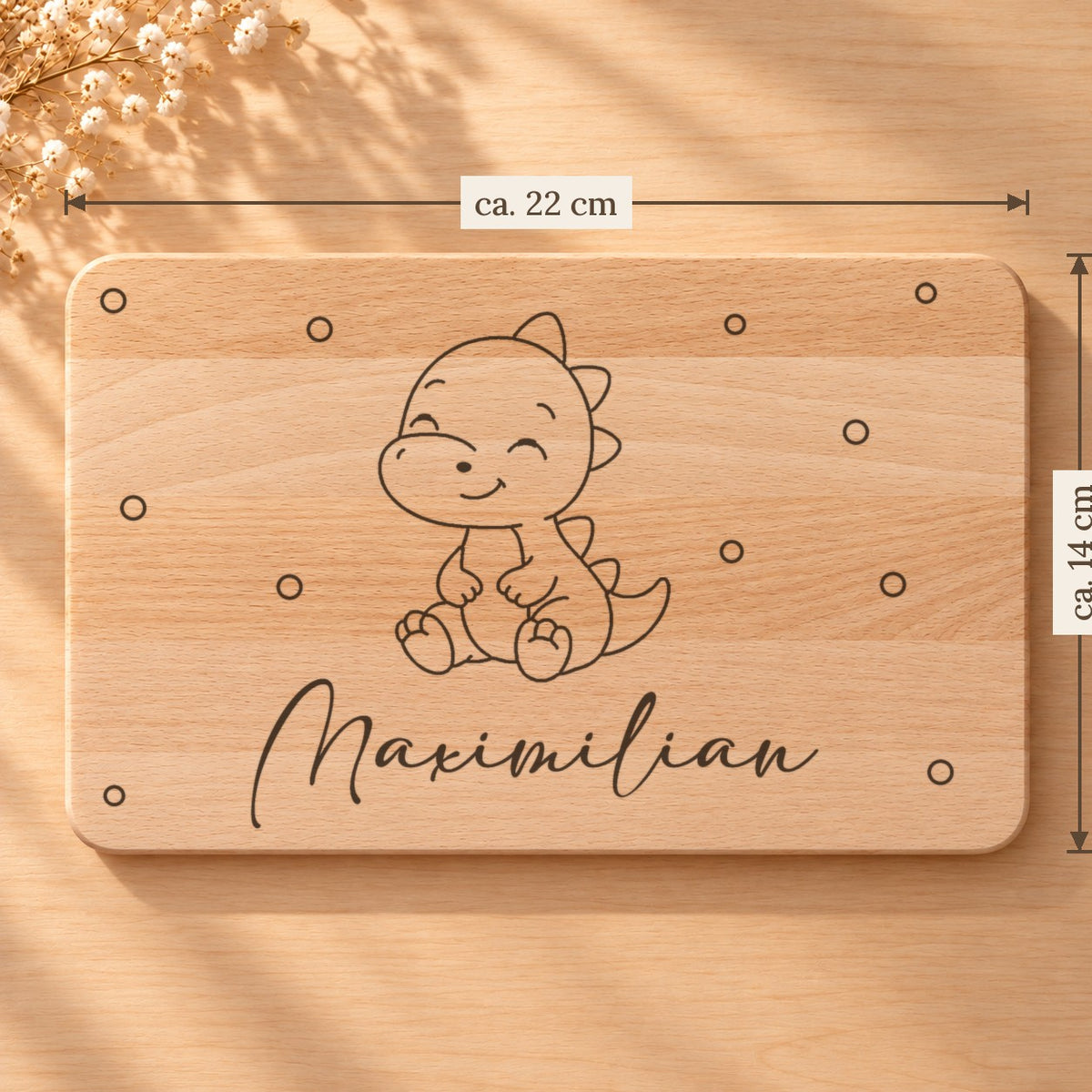 Frühstücksbrettchen personalisiert, Maße ca. 22 × 14 cm