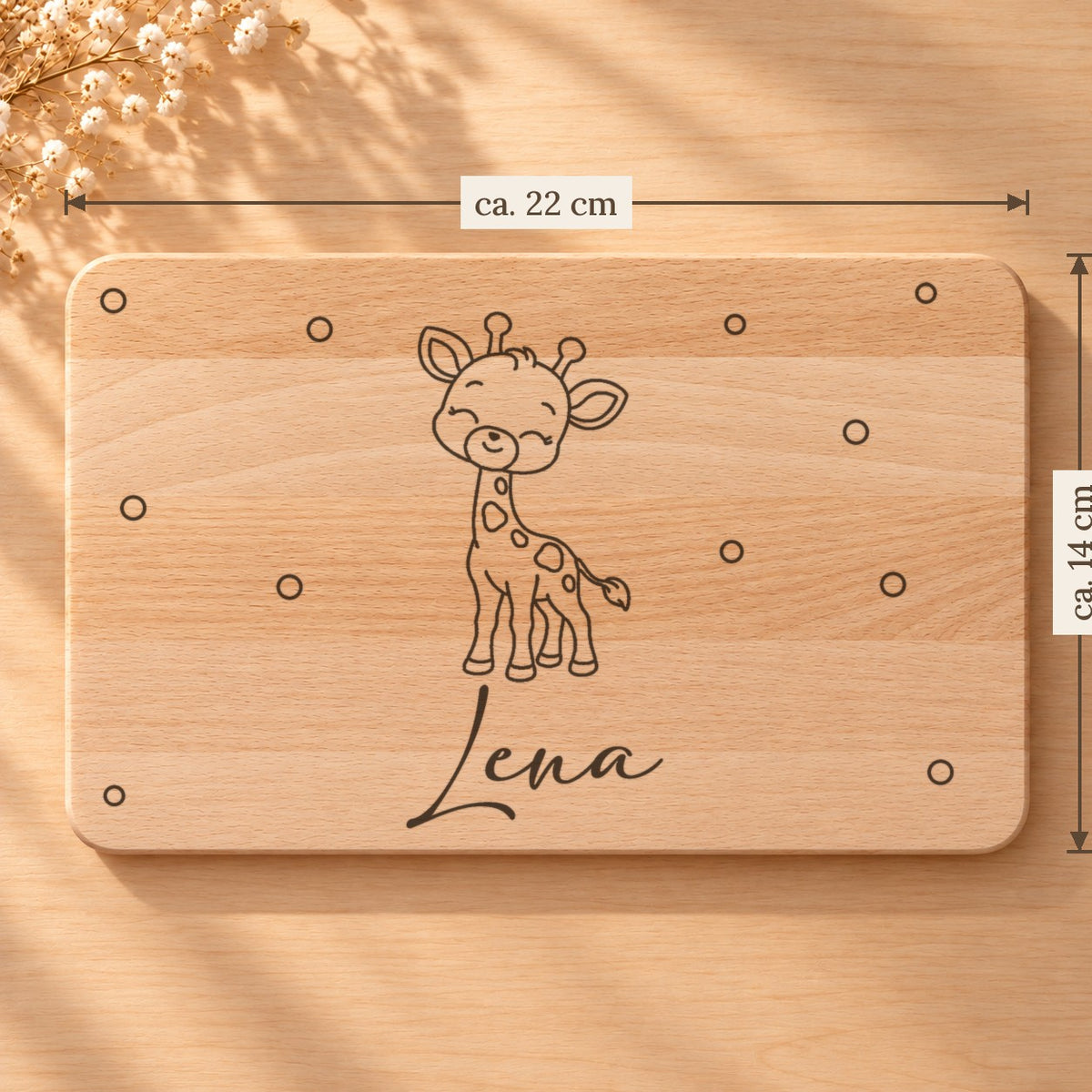 Frühstücksbrettchen personalisiert, Maße ca. 22 × 14 cm