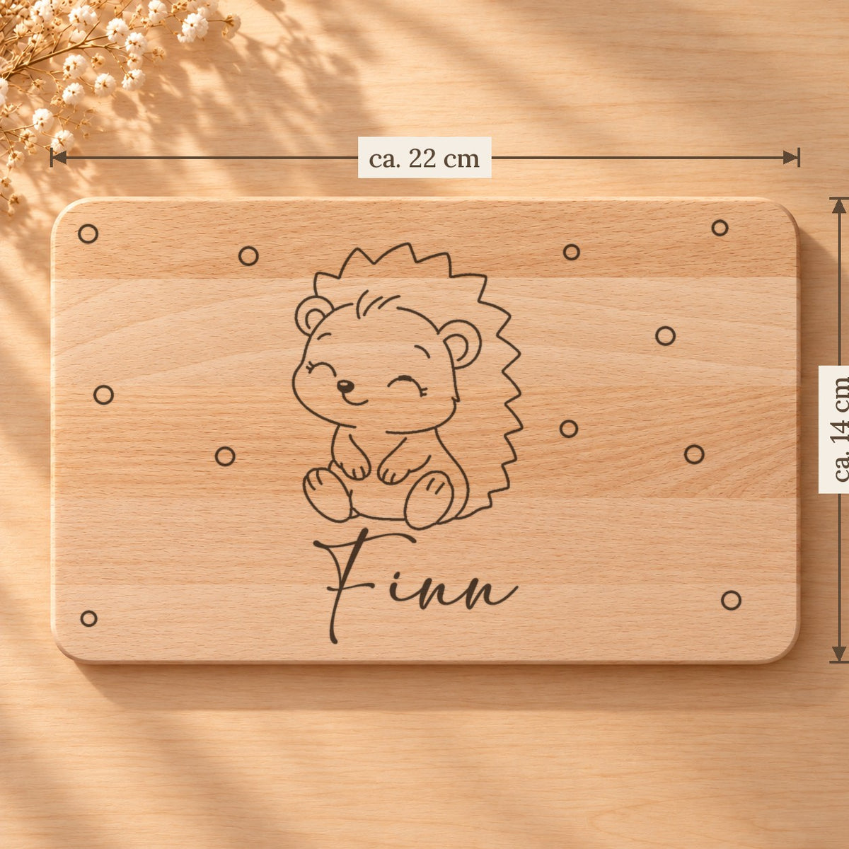 Frühstücksbrettchen personalisiert, Maße ca. 22 × 14 cm