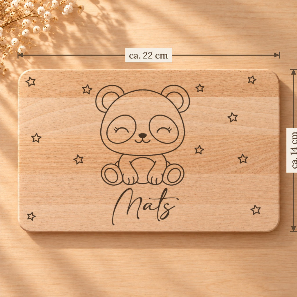 Frühstücksbrettchen mit einem Panda, Maße ca. 22 × 14 cm