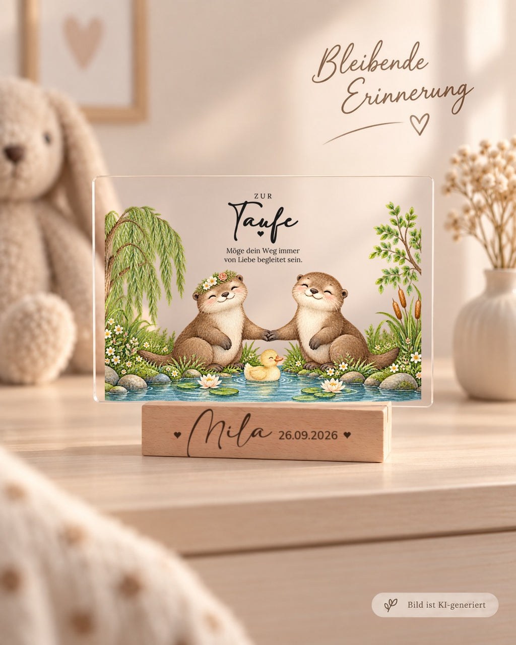 Otter-Aufsteller zur Taufe als bleibende Erinnerung im Kinderzimmer
