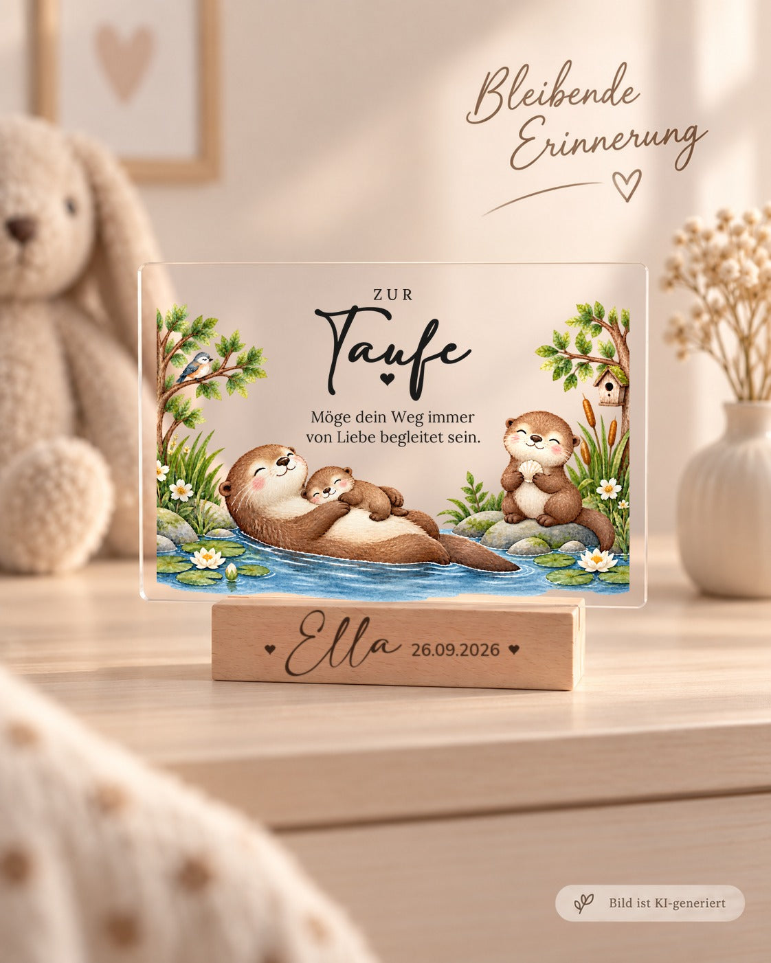 Otter-Mama-Aufsteller zur Taufe als bleibende Erinnerung im Kinderzimmer