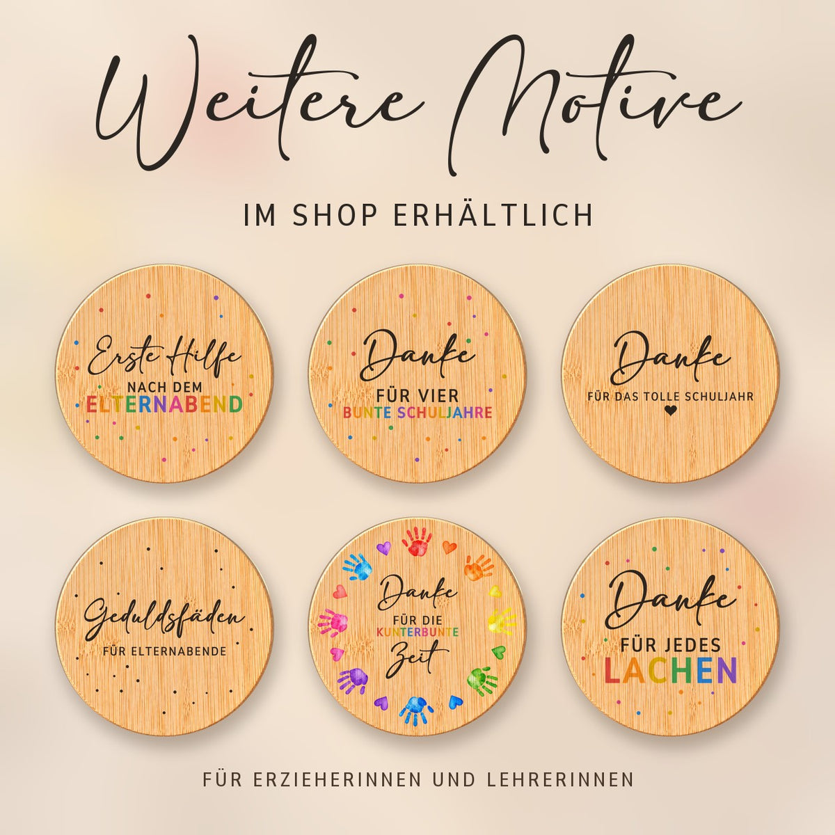 Weitere Spruch-Deckel für Erzieherinnen und Lehrerinnen bei RoxisKreativShop