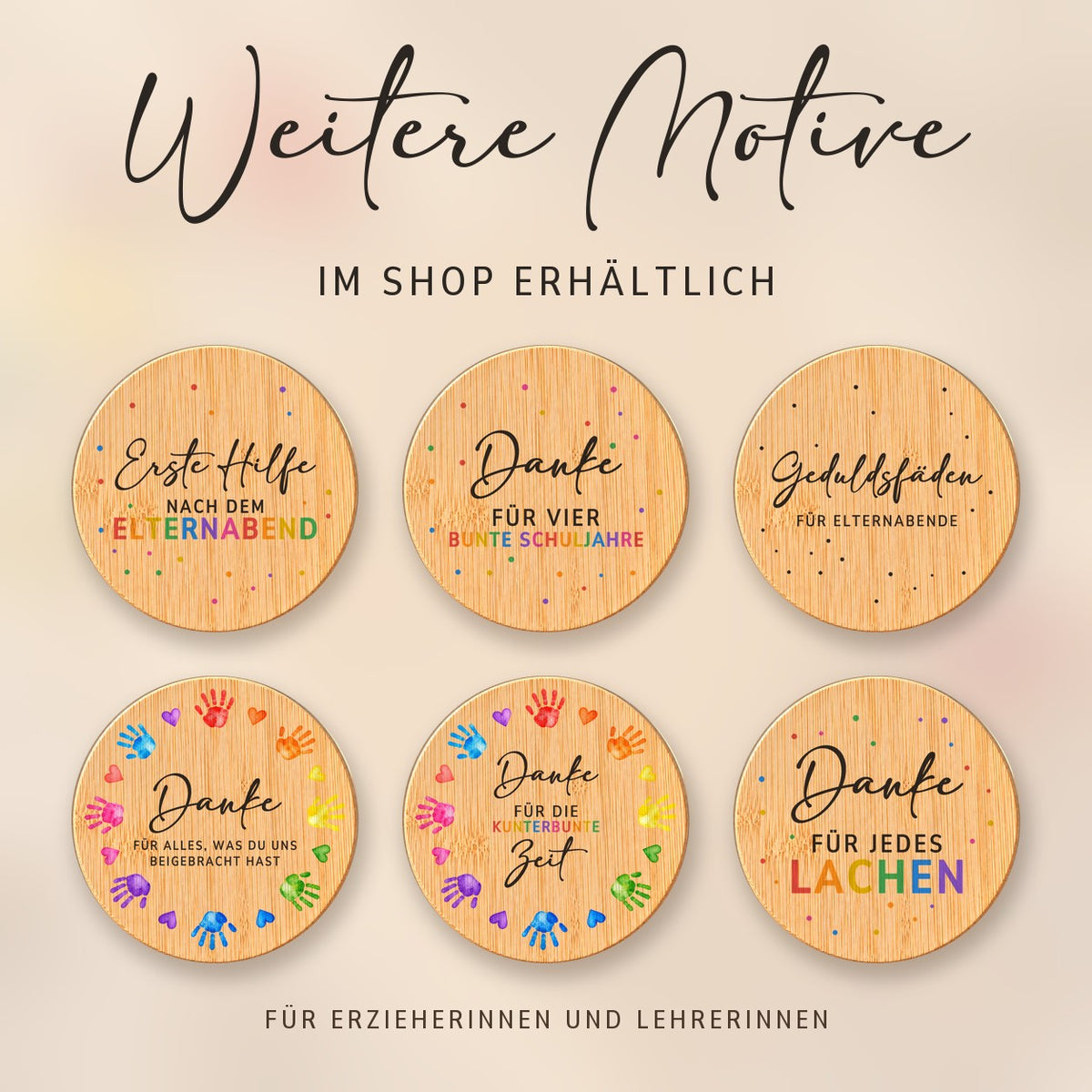 Weitere Spruch-Deckel für Erzieherinnen und Lehrerinnen bei RoxisKreativShop