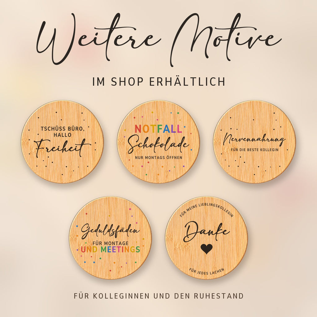 Weitere Spruch-Deckel für Kolleginnen und den Ruhestand bei RoxisKreativShop