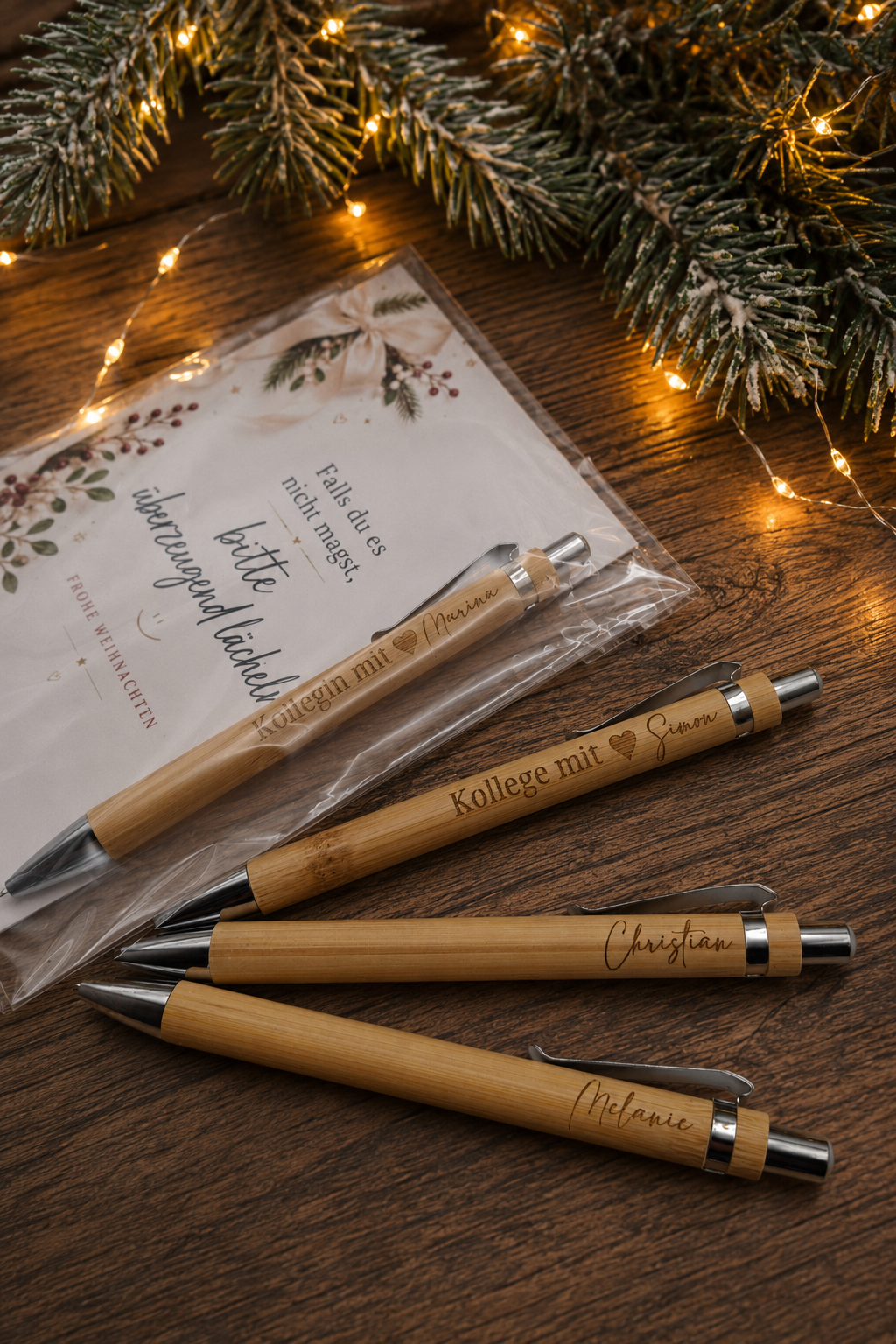 Witziges Wichtelgeschenk – personalisierter Kuli mit Weihnachtskarte