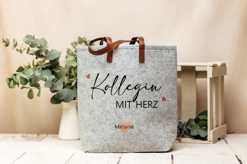 Personalisiertes Abschiedsgeschenk für Kollegin: Filzshopper – Bild 1
