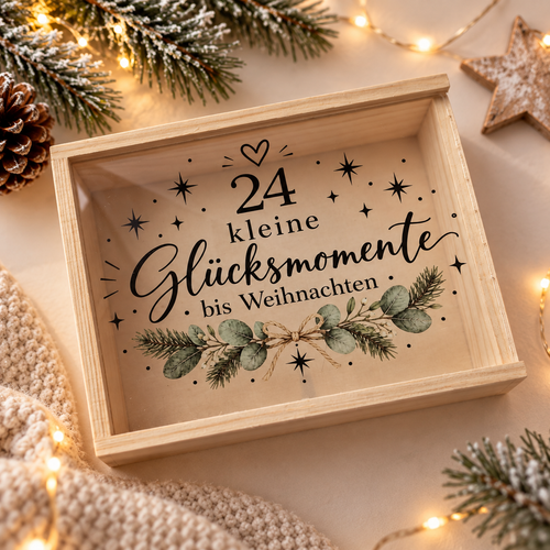 Adventskalender für Erwachsene zum Selbstbefüllen: Holzbox 24 Glücksmomente