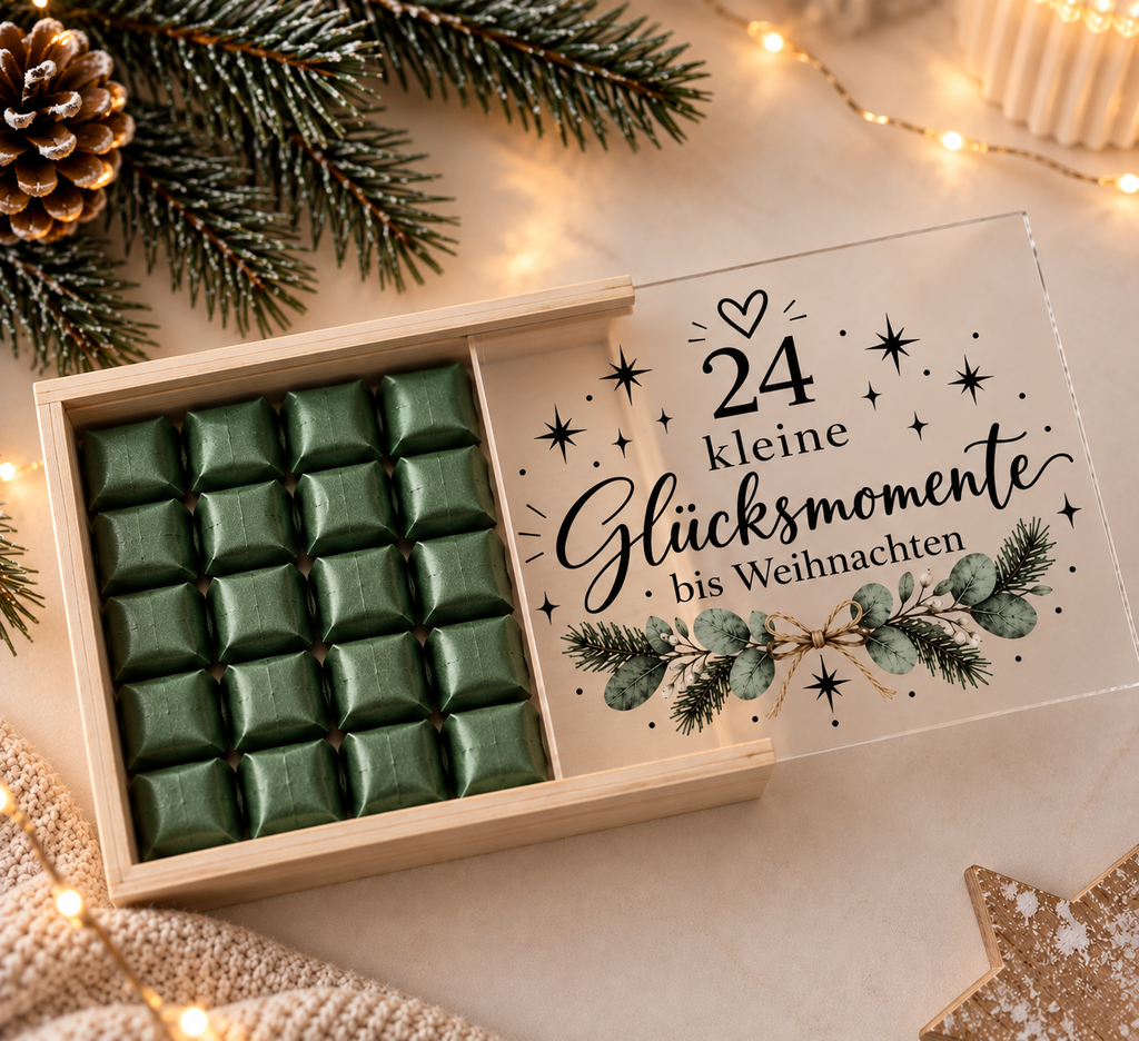 Glücksmomente Adventskalender Holzbox mit Befüllideen