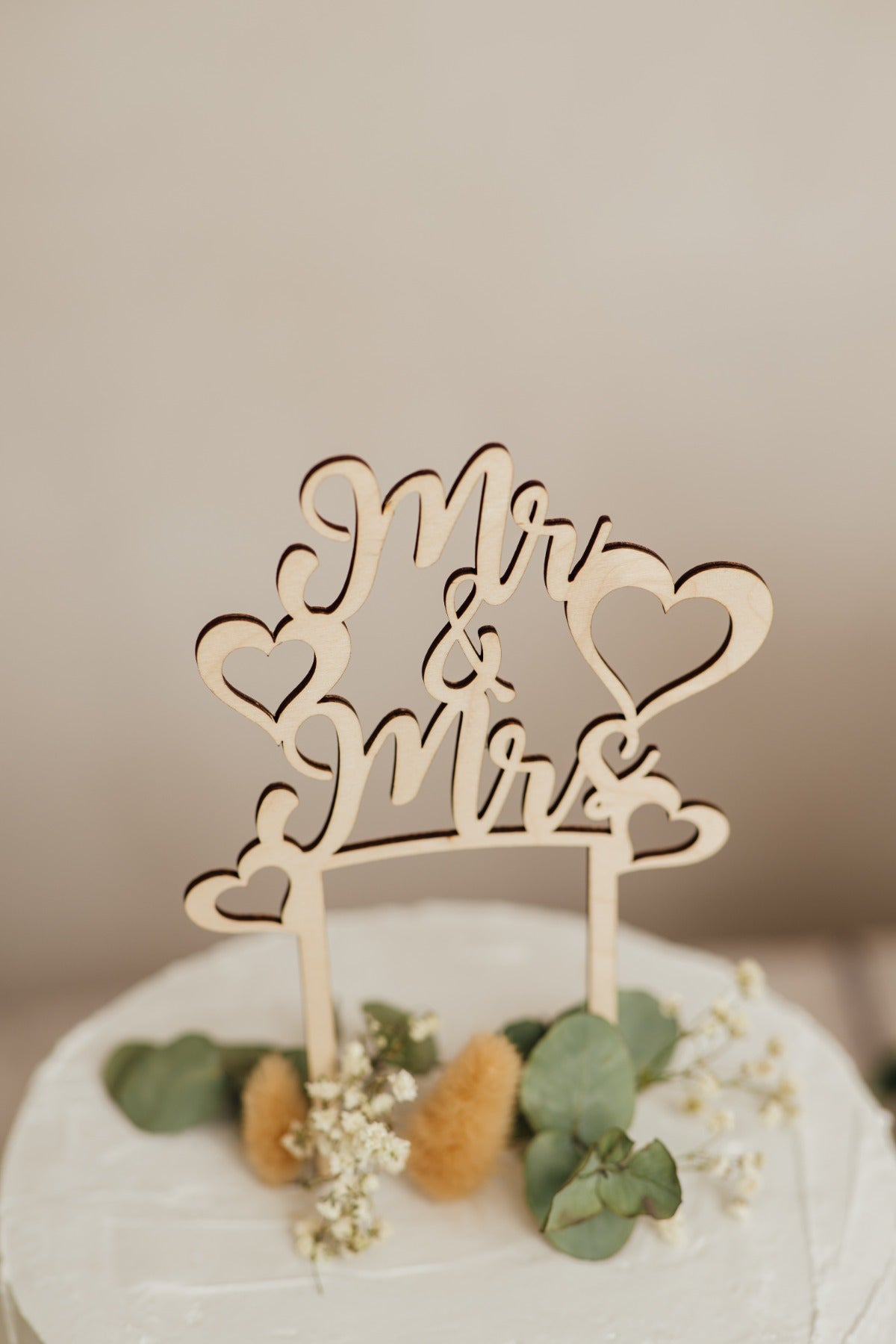 Caketopper Mr & Mrs aus Holz – Produktbild 1