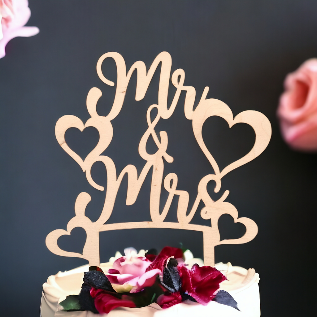 Caketopper Mr & Mrs aus Holz – Produktbild 4