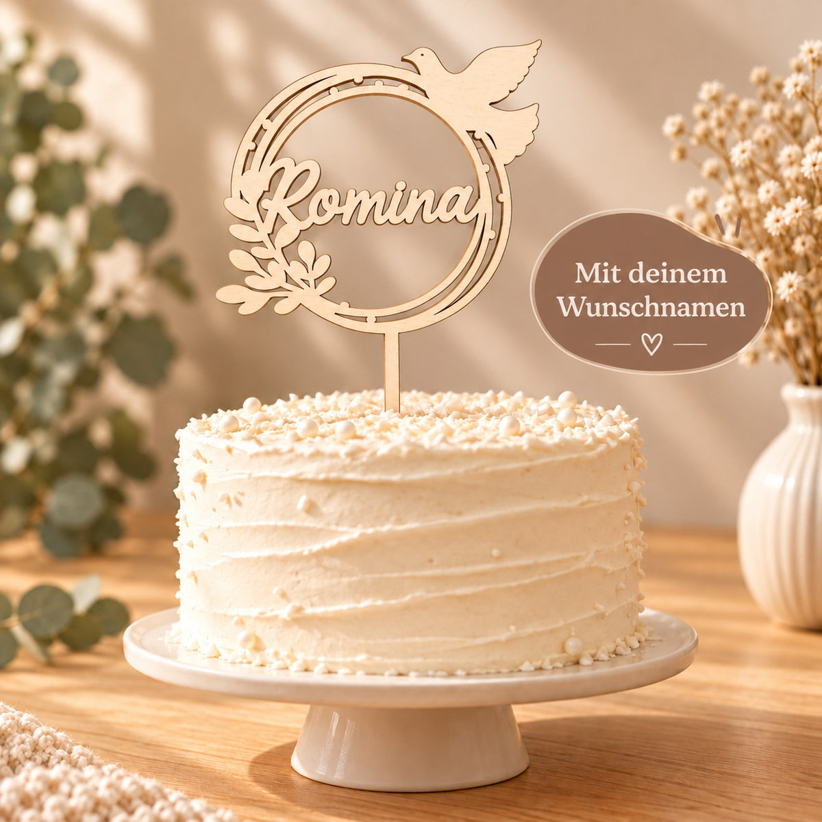 Caketopper Taufe mit deinem Wunschnamen auf der Torte
