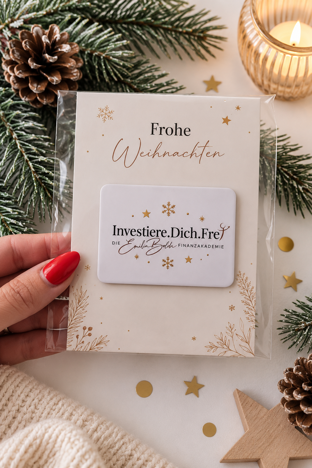 Firmengeschenk mit Logo: Weihnachtskarte mit Kühlschrankmagnet