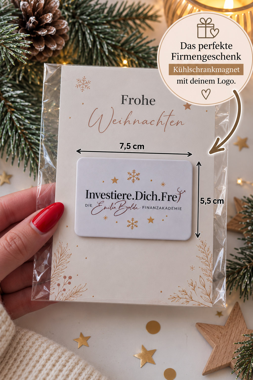 Magnet mit Firmenlogo als Mitarbeitergeschenk