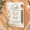 Gastgeschenk zur Hochzeit mit Blumensamen: Karte Lasst Liebe wachsen mit Wildblumen
