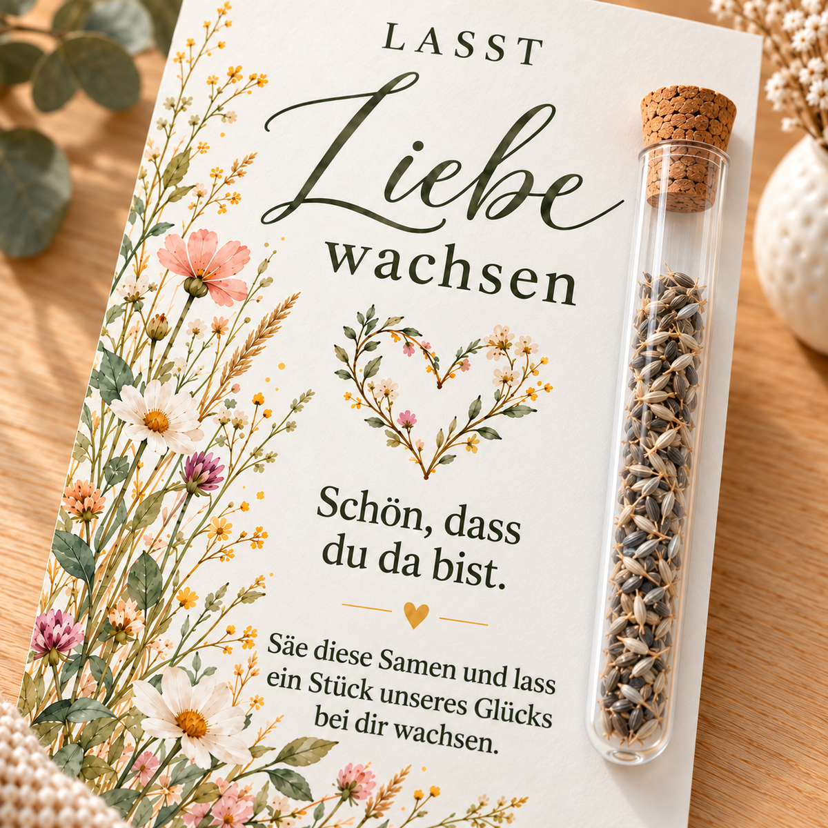 Detail der Karte Lasst Liebe wachsen mit Wildblumen