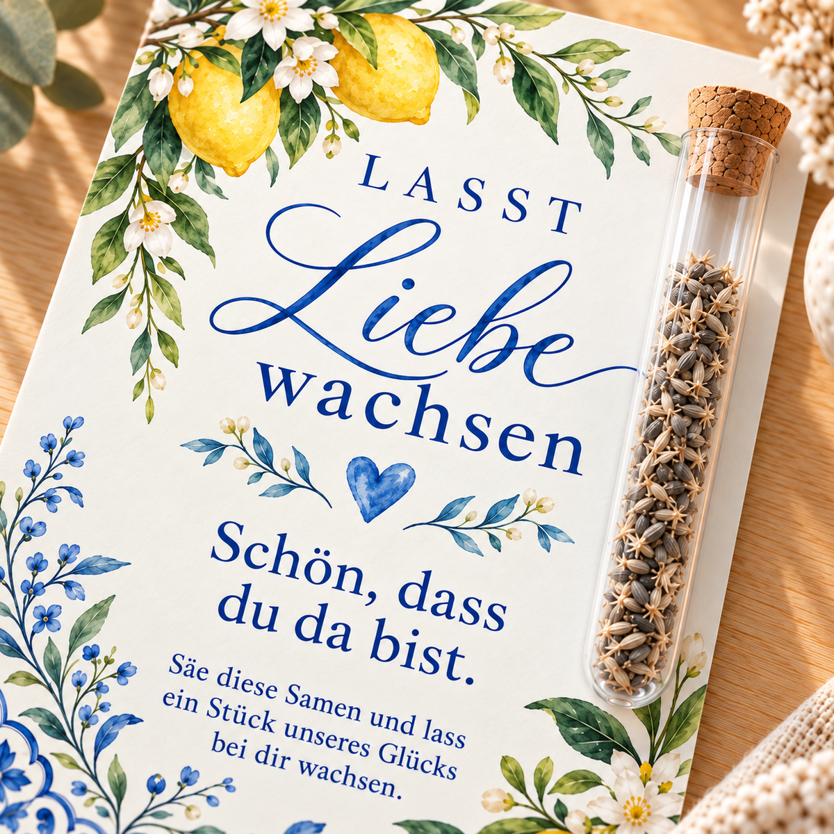Detail der Karte Lasst Liebe wachsen mit Zitronen