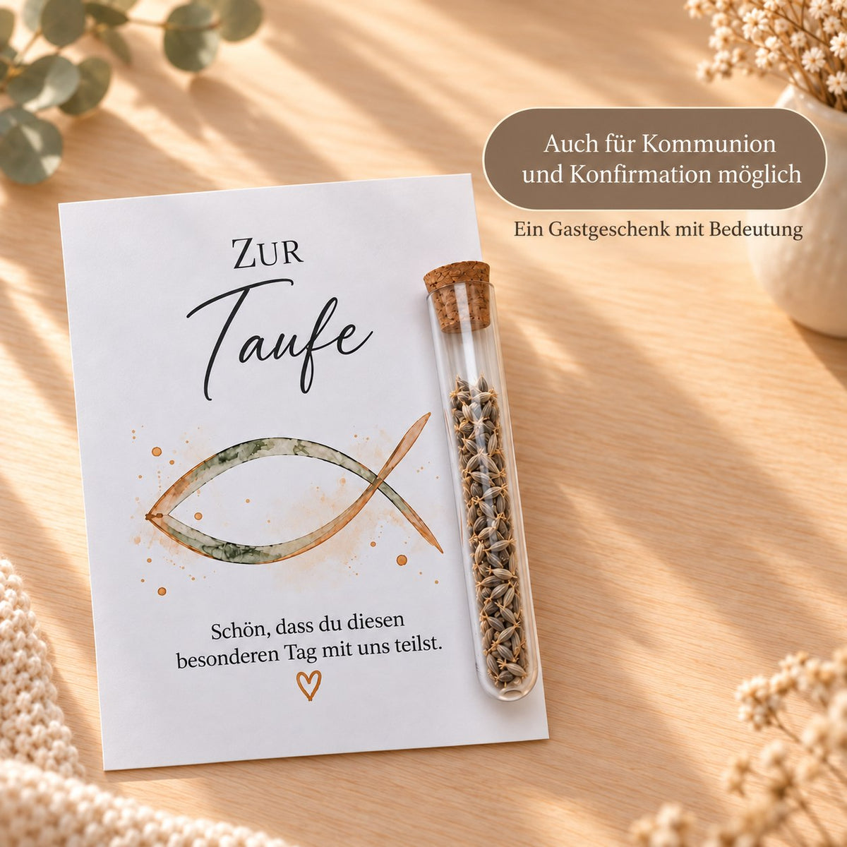 Gastgeschenk auch zur Kommunion oder Konfirmation, Motiv Fisch