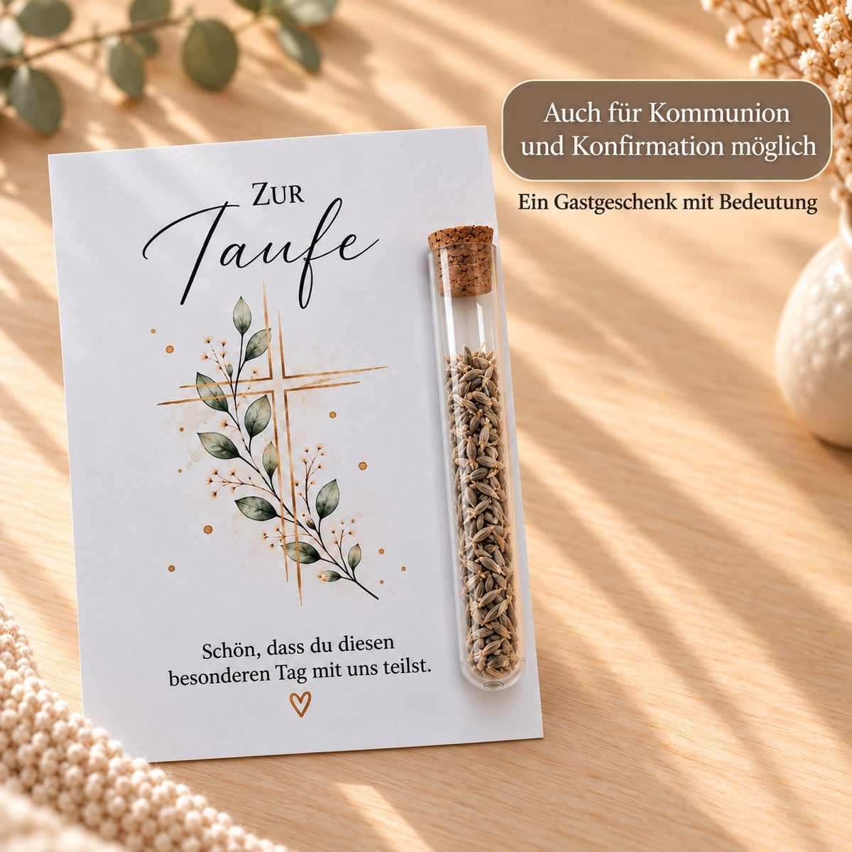 Gastgeschenk auch zur Kommunion oder Konfirmation, Motiv Kreuz