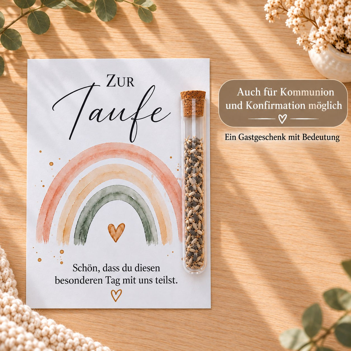 Gastgeschenk auch zur Kommunion oder Konfirmation, Motiv Regenbogen
