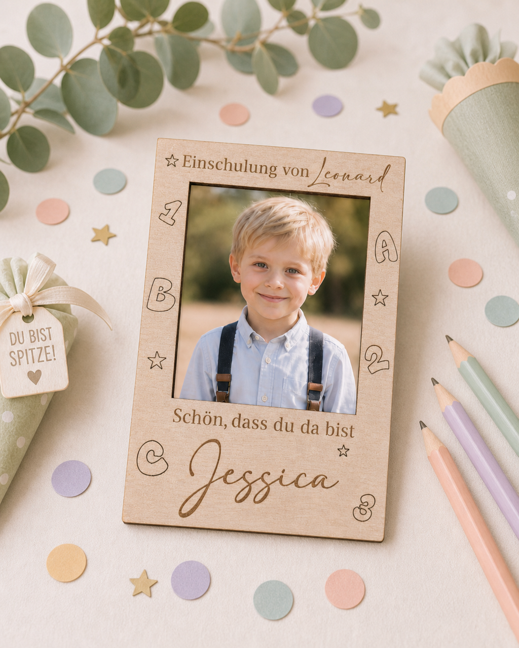 Gastgeschenke zur Einschulung aus Holz mit Foto – Produktbild 3