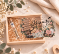 Geldgeschenk für eine Reise: Holzbox mit Reagenzglas