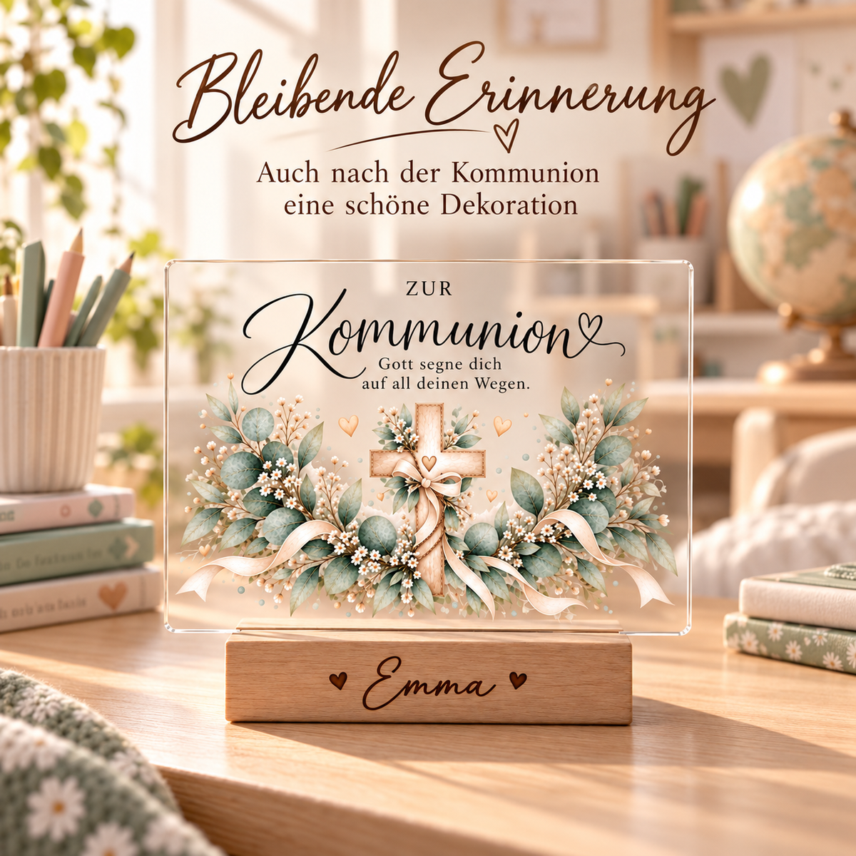 Acryl-Aufsteller Kreuz ohne Röhrchen als Erinnerung im Kinderzimmer