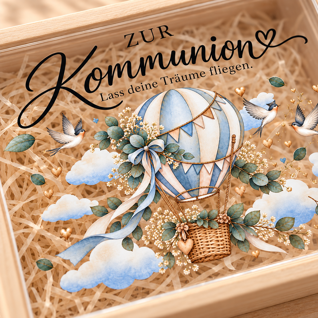 Detail des Schiebedeckels: Zur Kommunion, Lass deine Träume fliegen
