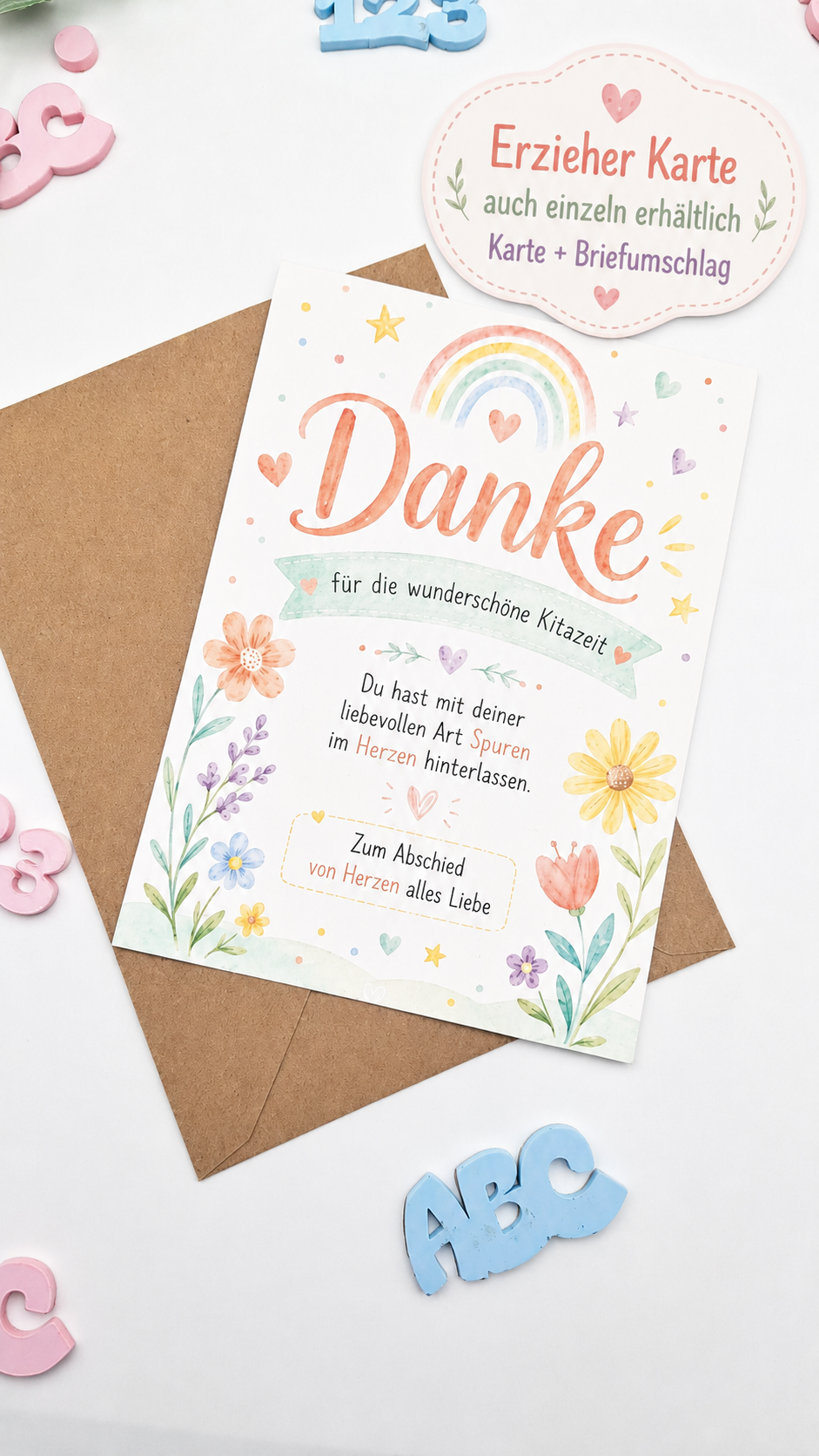 Karte mit personalisiertem Kugelschreiber für Erzieherin – Produktbild 3