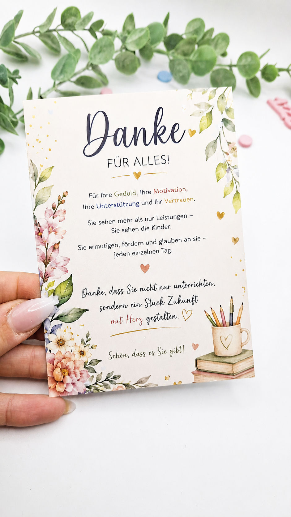 Karte mit personalisiertem Kugelschreiber für Lehrerin – Produktbild 2