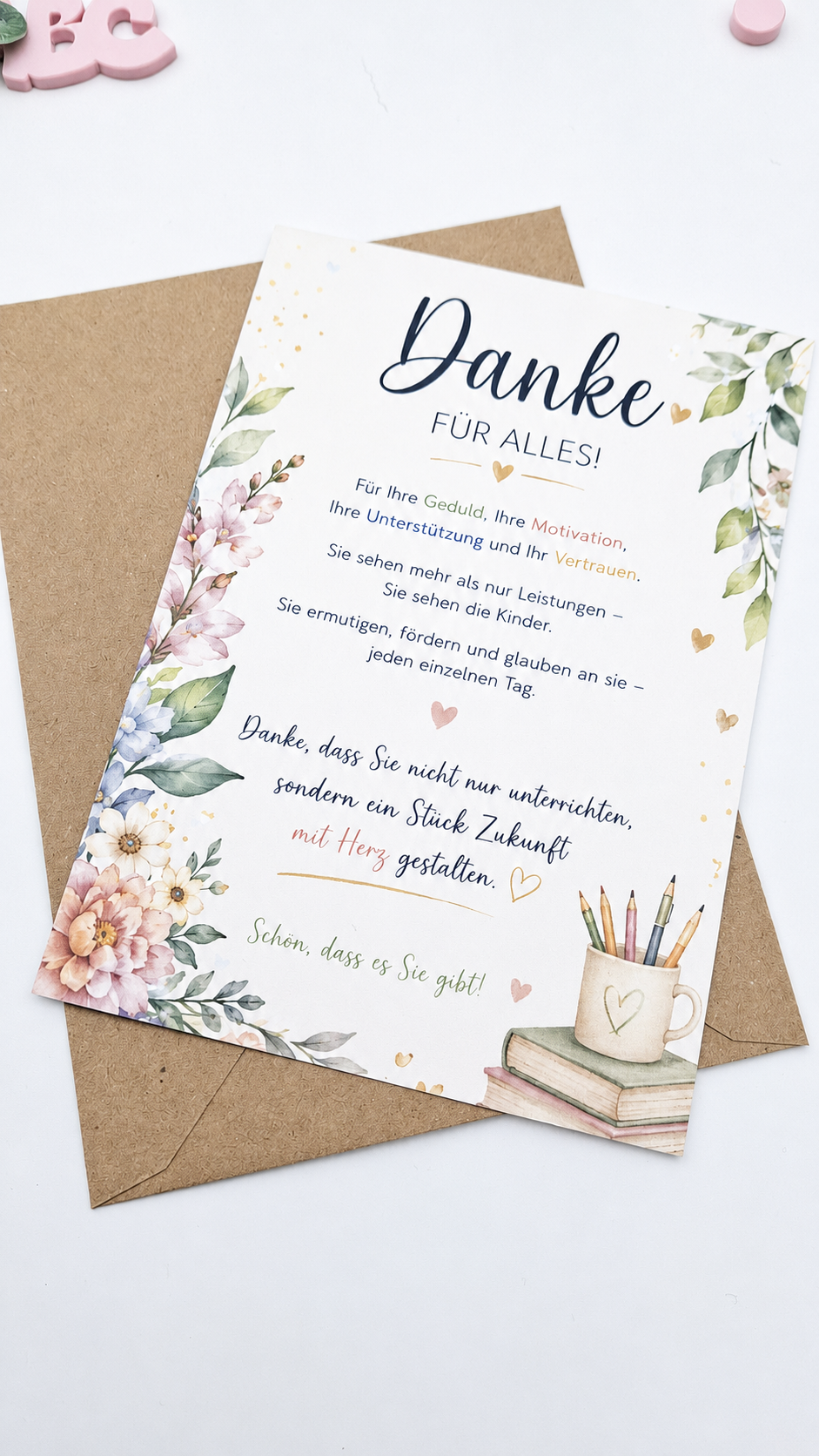 Karte mit personalisiertem Kugelschreiber für Lehrerin – Produktbild 5