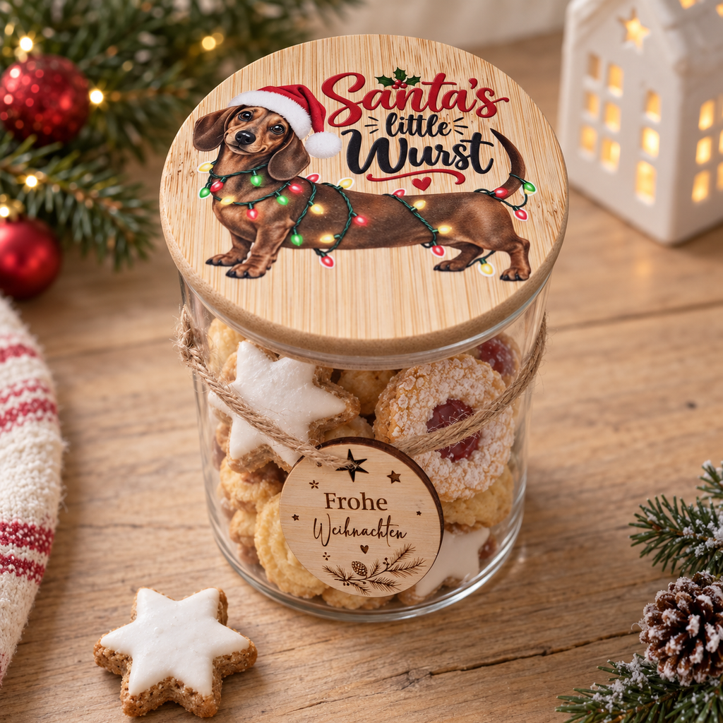 Plätzchenglas für Dackelfans zu Weihnachten