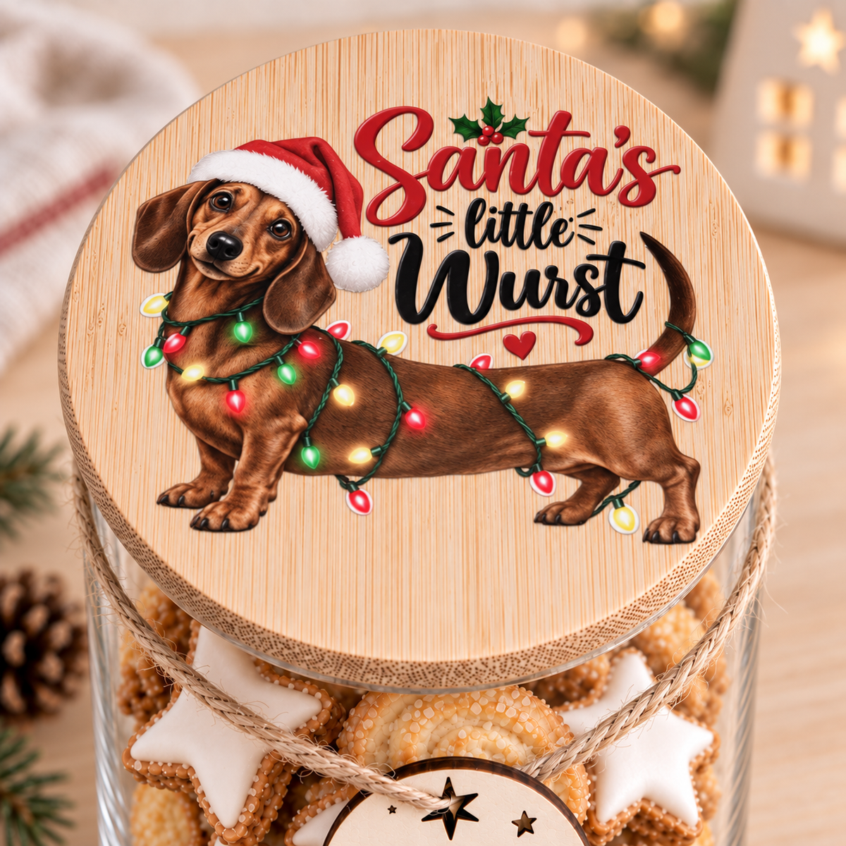 Keksdose Weihnachten mit Dackel Santa's little Wurst
