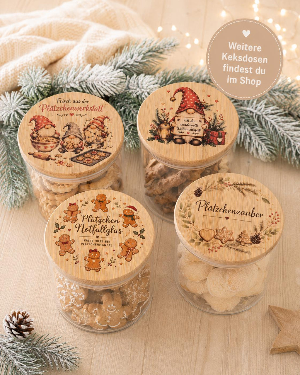 Keksdosen Weihnachten aus Glas in verschiedenen Designs