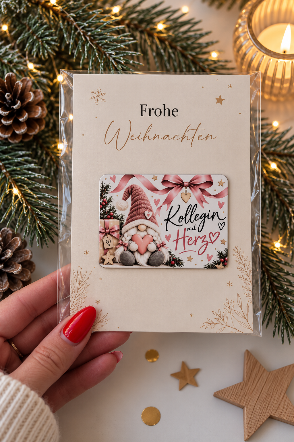 Karte und Magnet für Kollegin Rückseite