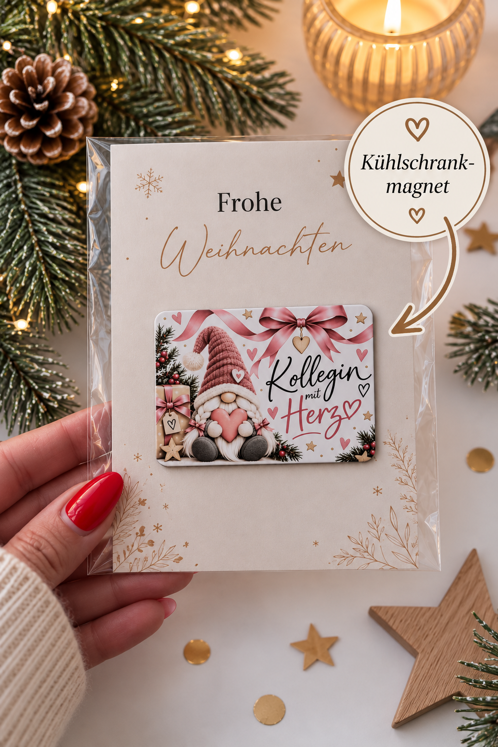 Weihnachtskarte mit Magnet für das Team