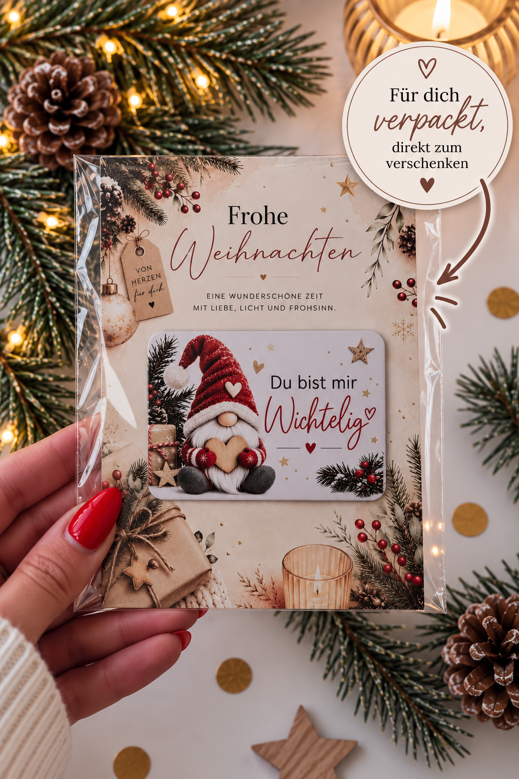 DIN-A6-Grußkarte mit Wichtel