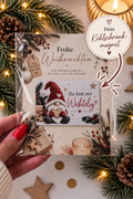Weihnachtskarte mit Wichtel-Magnet für Mitarbeiter