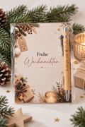 Weihnachtskarte mit Tannenzweigen und optionalem Kugelschreiber