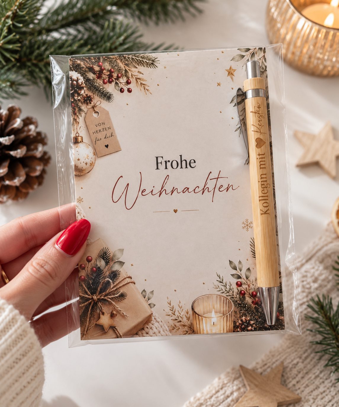 Weihnachtskarte Tannenzweige Detail