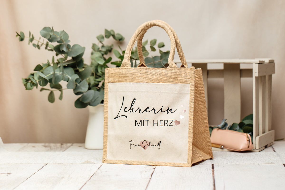 Personalisierte Jutetasche als Abschiedsgeschenk für Lehrerin – Produktbild 2
