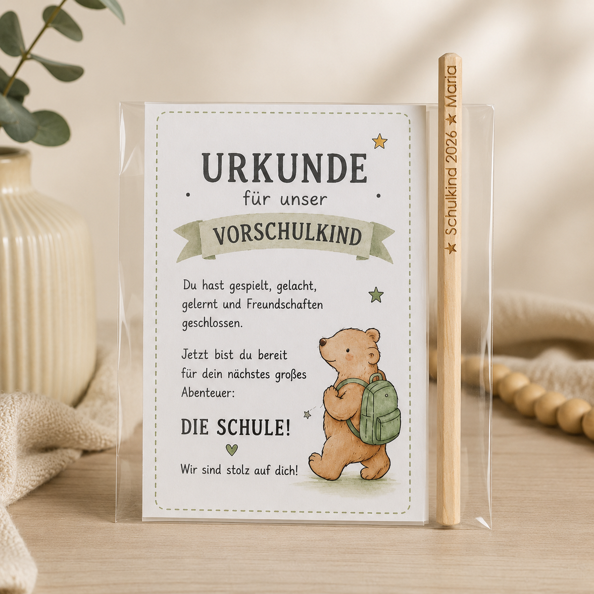Personalisierter Bleistift mit Urkunde für Vorschüler – Produktbild 1