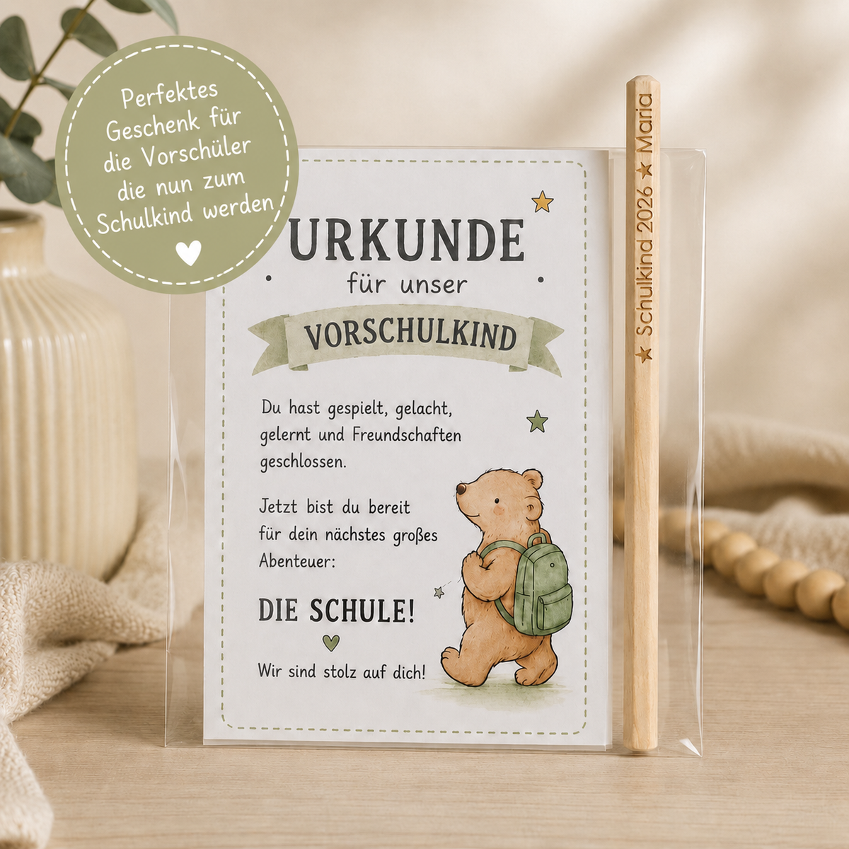 Personalisierter Bleistift mit Urkunde für Vorschüler – Produktbild 2