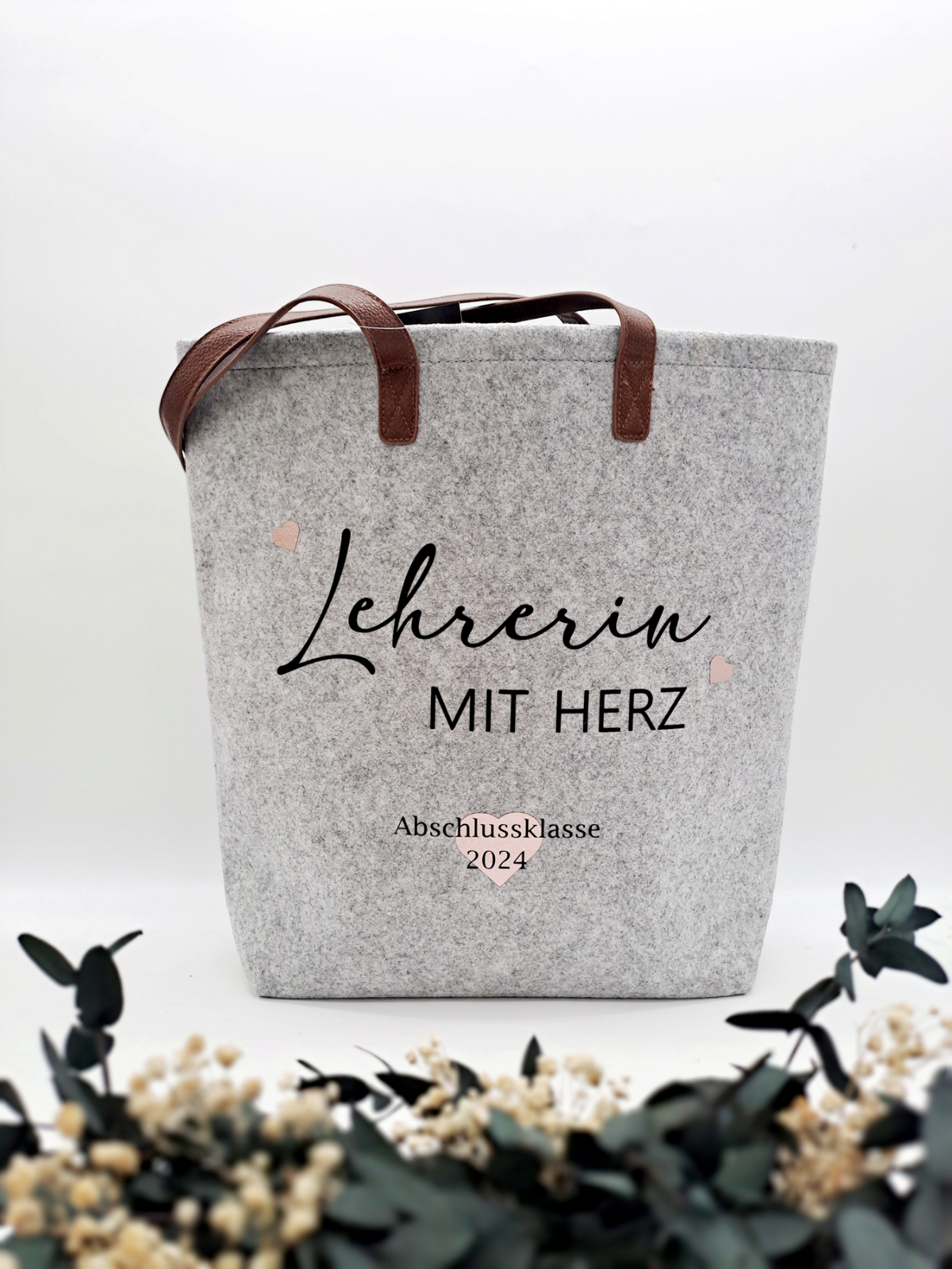 Personalisierter Filzshopper als Abschiedsgeschenk für Lehrerin – Produktbild 3