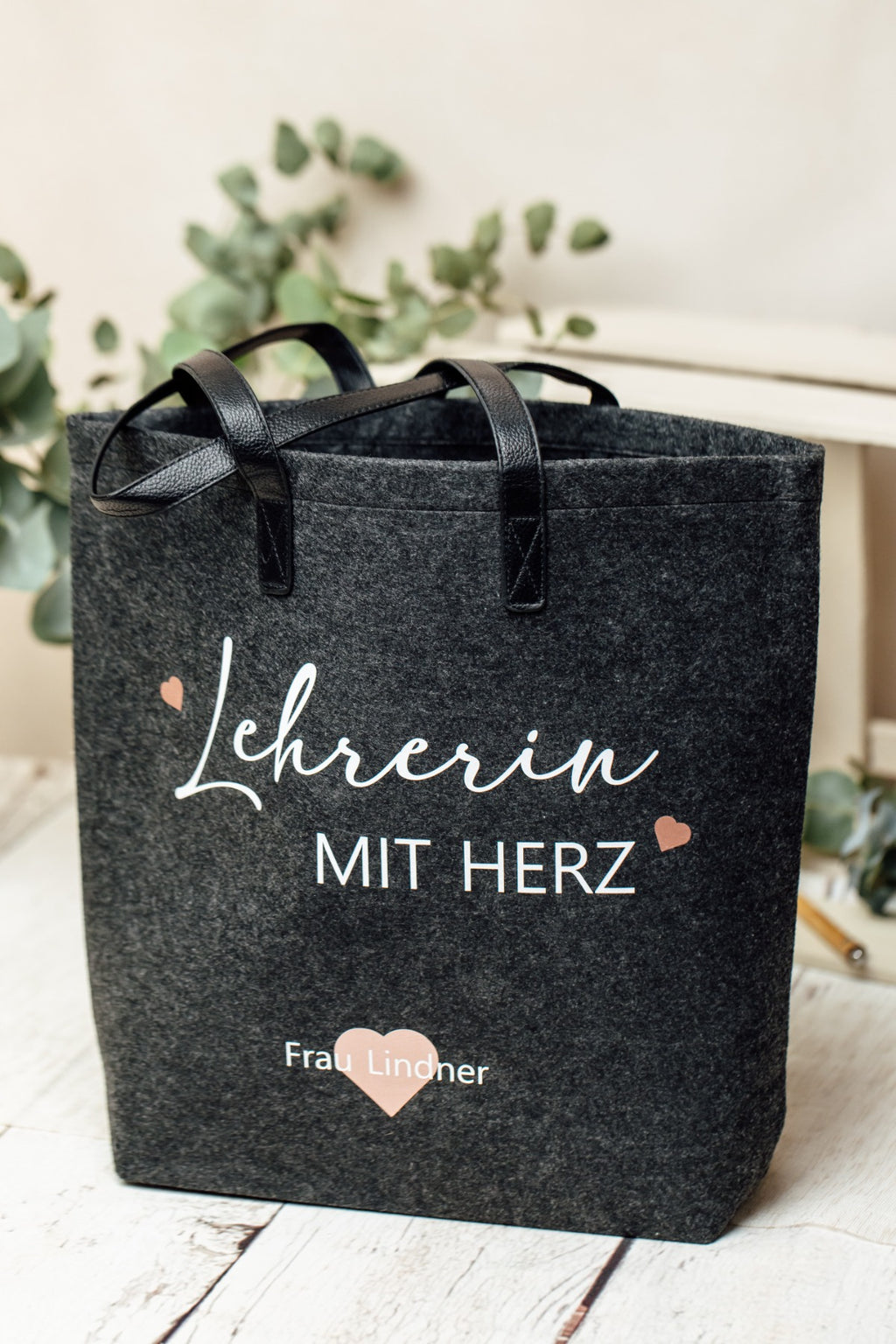 Personalisierter Filzshopper als Abschiedsgeschenk für Lehrerin – Produktbild 2