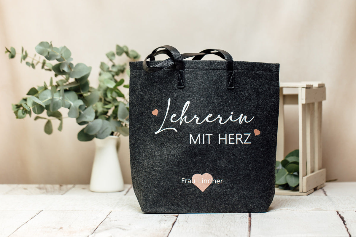 Personalisierter Filzshopper als Abschiedsgeschenk für Lehrerin – Produktbild 10