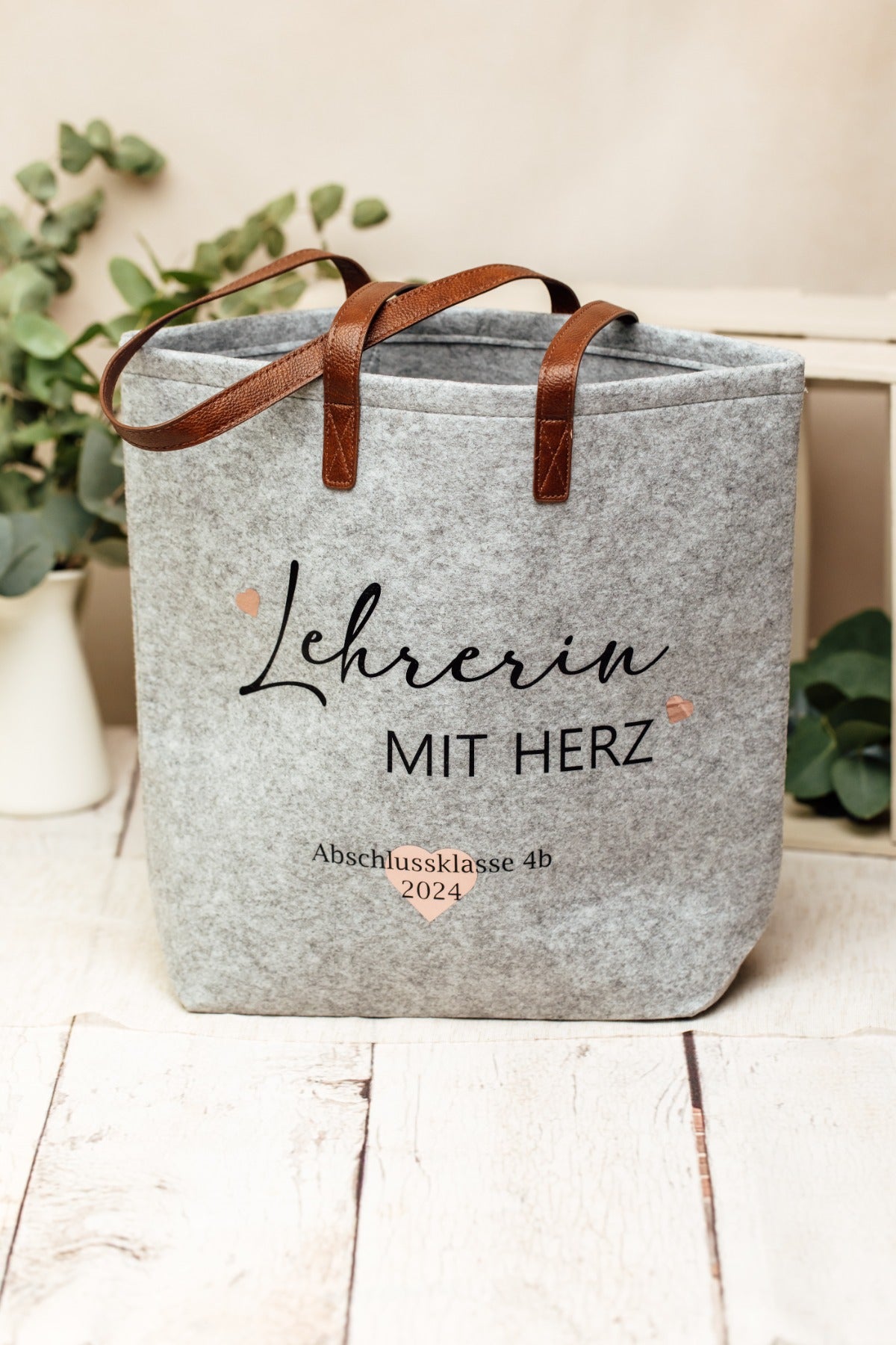 Personalisierter Filzshopper als Abschiedsgeschenk für Lehrerin – Produktbild 1